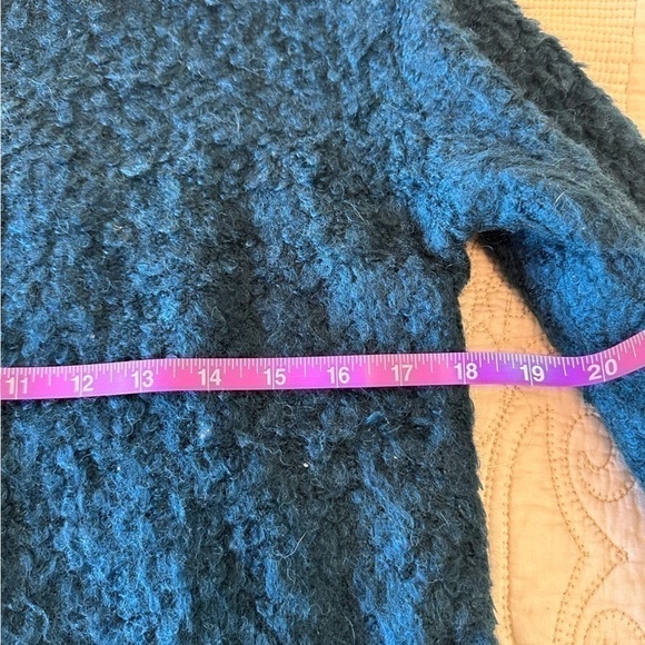 Reformation XS Teal Loki Textured Shag Boucle Teddy Sweater Mini Dress / Tunic - Picture 8 of 11